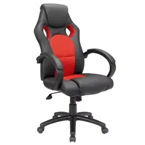 Herná stolička SPERO — ekokoža, látka, čierna/červená