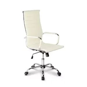 Otočná kancelárska stolička DELUXE Plus — ekokoža, krémová