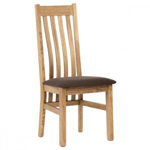 Jedálenská stolička FLINT — masív dub, látka, viac farieb Hnedá