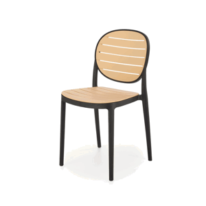 Jedálenská stolička SABO — plast, čierna / prírodná