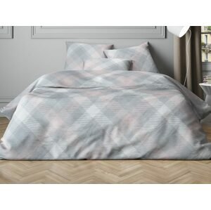 Mistral Home obliečky bavlnený satén Mist Check Grey-Pink - 220x200 / 2x70x90 cm