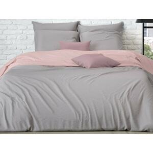 Mistral Home obliečka bavlnený perkál Doubleface sivo-béžová/pudrová rúžová - 240x220 / 2x70x90 cm