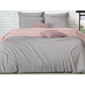 Mistral Home obliečka bavlnený perkál Doubleface sivo-béžová/pudrová rúžová - 140x200 / 70x90cm