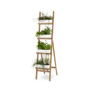 Sklopný rebrík na rastliny s truhlíkmi, biely