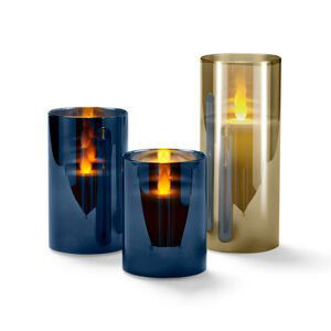 Sviečky z pravého vosku s LED v pohári, 3 ks