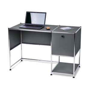 Kovový písací stôl »CN3« s výklopnými dvierkami, sivý