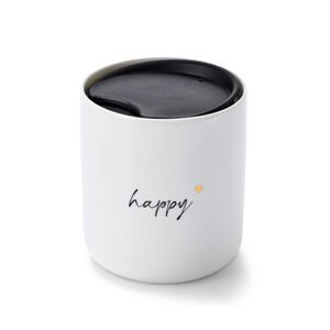 Porcelánový pohár s vrchnákom, Happy