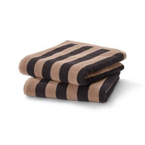 Kvalitné uteráky, 2 ks, čierno-hnedé prúžky