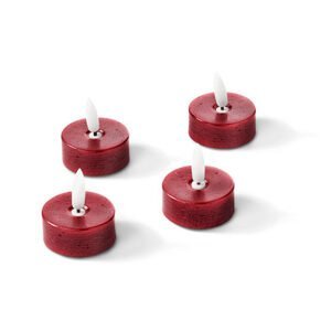 Čajové sviečky z pravého vosku s LED, 4 ks, červené