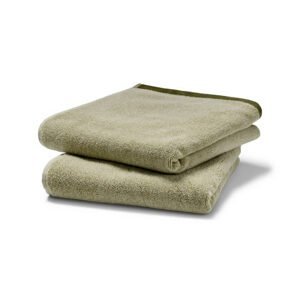Kvalitné žakárové uteráky, 2 ks, kombinácia pieskovozelenej a machovozelenej