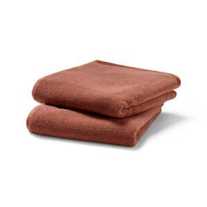 Kvalitné žakárové uteráky, 2 ks, kombinácia ružovej a hrdzavej
