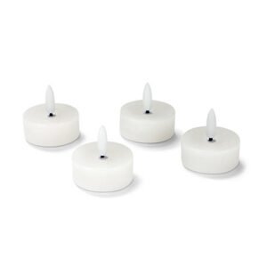 LED čajové sviečky z pravého vosku, 4 ks, biele