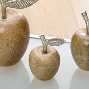 Dekorácia dreveného jablka, 10 cm