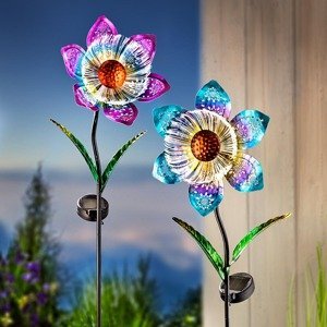 Solárny záhradný zápich Kvet ilúzie, súprava 2 ks
