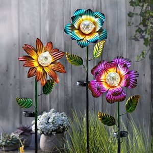 Solárny záhradný zápich Kvet Emócie, súprava 3 ks