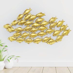 Nástenná dekorácia Kŕdeľ rýb, zlatá