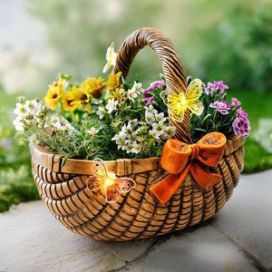Kvetináč košík so solárnymi motýľmi