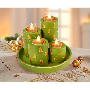 Die moderne Hausfrau Talíř se svíčkami Vánoční stromeček, zelený