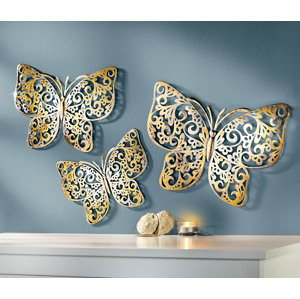 Nástenná dekorácia Motýle s ornamentmi, súprava 3 ks