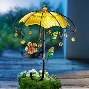 Solárny záhradný zápich Deštník, žltý