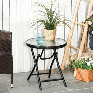 Outsunny Zahradní stolek se skleněnou deskou, Ø 45 cm
