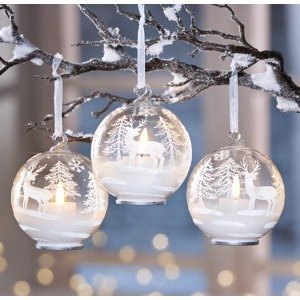 Weltbild LED skleněné vánoční ozdoby Zimní les, 3 ks