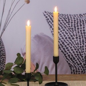 Vosková sviečka s LED plameňom, prírodná, 2 ks