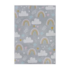 Detský kusový koberec Hanse Home Adventures 105955 Rainbow Clouds Grey 120x170 cm