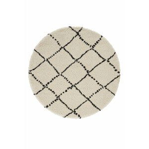 Kusový koberec Mint Rugs Allure 102753 Cream Black kruh Ø 120 cm