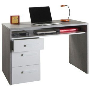 Sconto Písací stôl BELLE betón/biela vysoký lesk