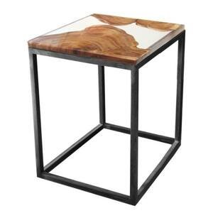 Sconto Odkladací stolík RESIN 40x40 cm, transparentná/sivá