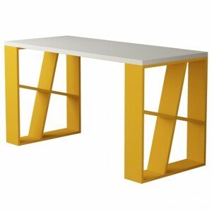 Sconto Písací stôl HONEY biela/žltá
