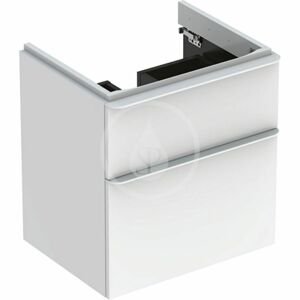 GEBERIT - Smyle Square Umývadlová skrinka, 584x470x617 mm, 2 zásuvky, lesklá biela/matná biela 500.352.00.1