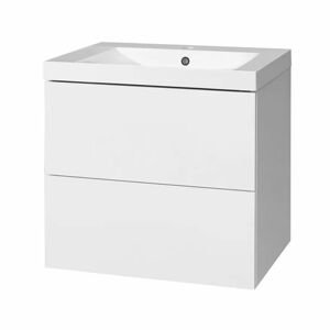 MEREO - Aira, kúpeľňová skrinka s umývadlom z liateho mramoru 61 cm, biela CN710M