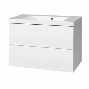 MEREO - Aira, kúpeľňová skrinka s umývadlom z liateho mramoru 81 cm, biela CN711M