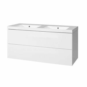 MEREO - Aira, kúpeľňová skrinka s umývadlom z liateho mramoru 121 cm, biela CN713M