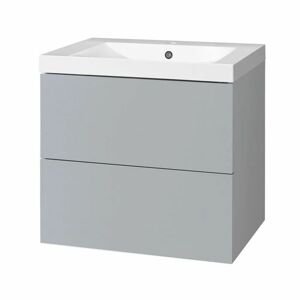 MEREO - Aira, kúpeľňová skrinka s umývadlom z liateho mramoru 61 cm, šedá CN730M