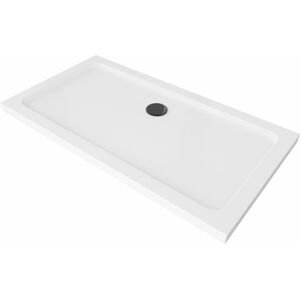 MEXEN/S - Flat sprchová vanička obdĺžniková slim 140 x 70, biela + čierny sifón 40107014B