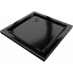 MEXEN/S - Flat sprchová vanička štvorcová slim 90 x 90, černá + čierny sifón 40709090B