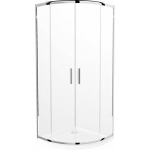 MEXEN/S - Rio štvrťkruhový sprchovací kút 90 x 90 cm, transparent, chróm + vanička so sifónom Flat, biela 863-090-090-01-00-4110