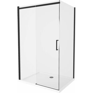 MEXEN/S - Omega sprchovací kút 120x80, transparent, čierna + biela vanička so sifónom 825-120-080-70-00-4010B