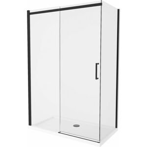 MEXEN/S - Omega sprchovací kút 130x70 cm, transparent, čierna + biela vanička so sifónom, 825-130-070-70-00-4010B