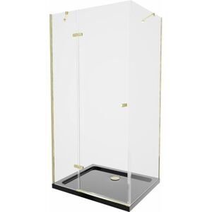 MEXEN/S - Roma sprchovací kút 80x100 cm, transparent, zlatá + čierna vanička so sifónom 854-080-100-50-00-4070G