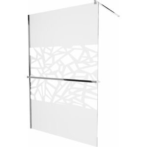 MEXEN/S - KIOTO Sprchová zástena WALK-IN s poličkou a držiakom uterákov 80 x 200 cm, transparent/biely dekor 8 mm, chróm 800-080-121-01-85