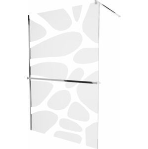 MEXEN/S - KIOTO Sprchová zástena WALK-IN s poličkou a držiakom uterákov 110 x 200 cm, biely dekor 8 mm, chróm 800-110-121-01-97