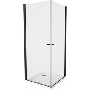 MEXEN/S - PRETORIA duo sprchovací kút 90 x 80, transparent, čierny + vanička vrátane sifónu 852-090-080-70-02-4010B