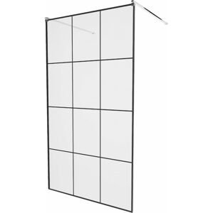 MEXEN/S - KIOTO samostatne stojaca sprchová zástena 100 x 200 cm, transparent/čierna vzor 8 mm, chróm 800-100-002-01-77