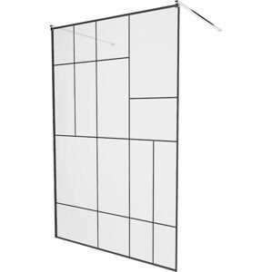 MEXEN/S - KIOTO samostatne stojaca sprchová zástena 100 x 200 cm, transparent/čierna vzor 8 mm, chróm 800-100-002-01-78