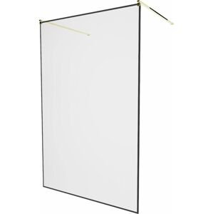 MEXEN/S - KIOTO samostatne stojaca sprchová zástena 100 x 200, transparent/čierna vzor 8 mm, zlatá 800-100-002-50-70