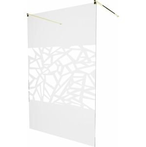 MEXEN/S - KIOTO samostatne stojaca sprchová zástena 100 x 200, transparent/biela vzor 8 mm, zlatá 800-100-002-50-85